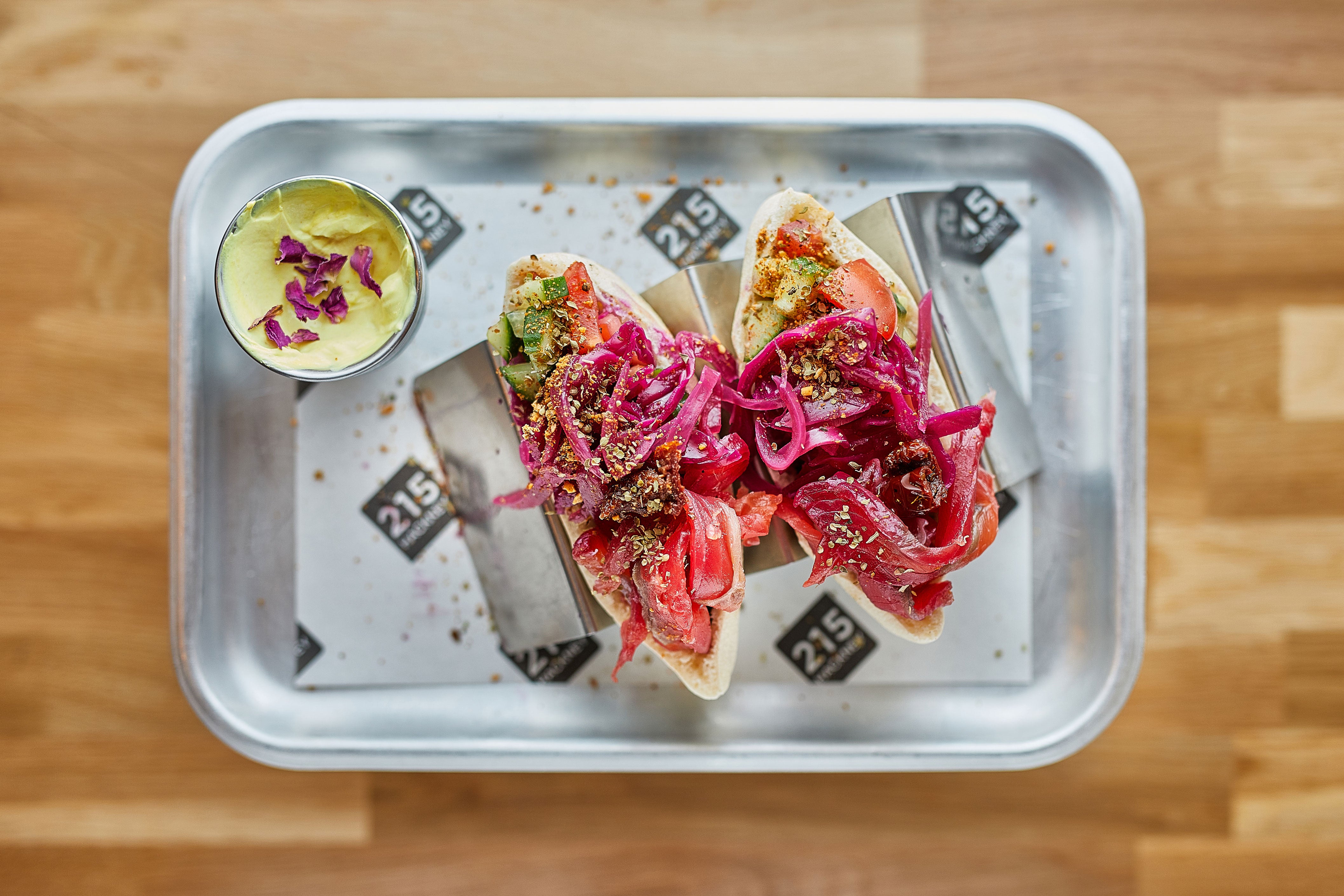 House Beetroot Cured Salmon in Pitta