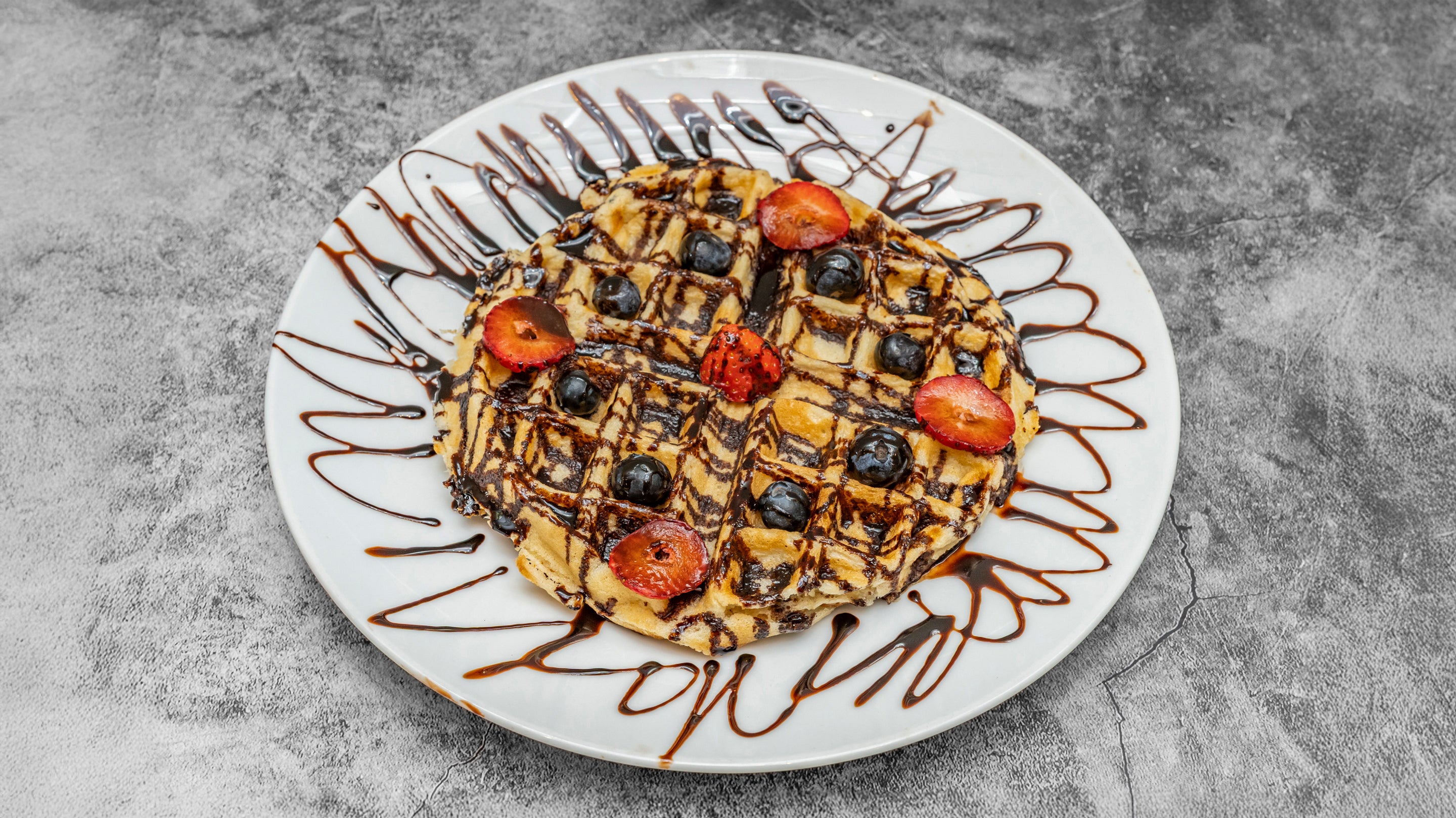 Waffle with one scoop of Ice cream