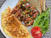 Omlet with Honey Chicken Steak
