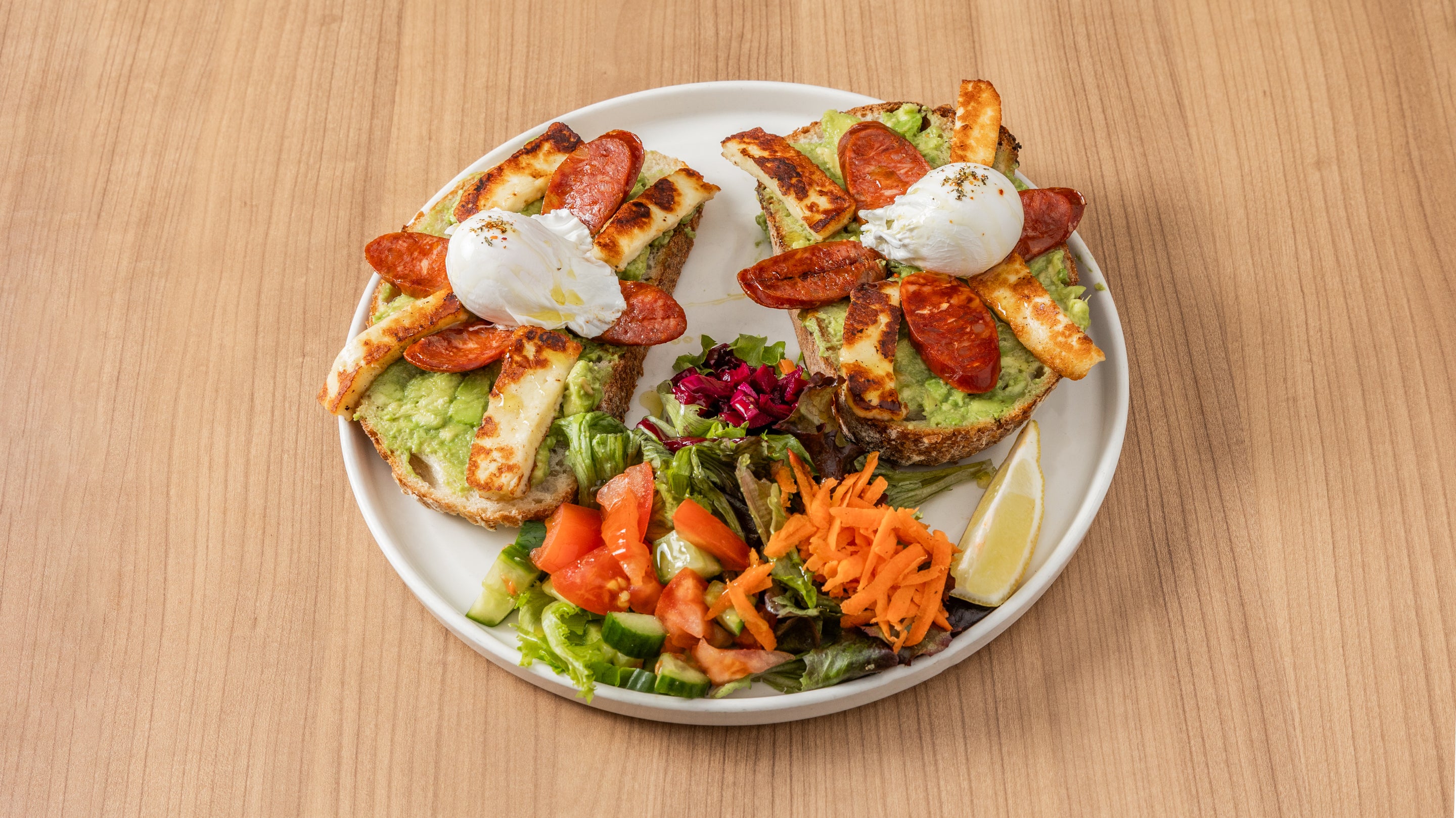 Poached Egg, Chorizo, Avocado on Toast