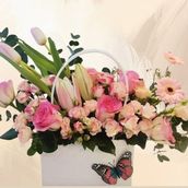 white Basket Bouquet