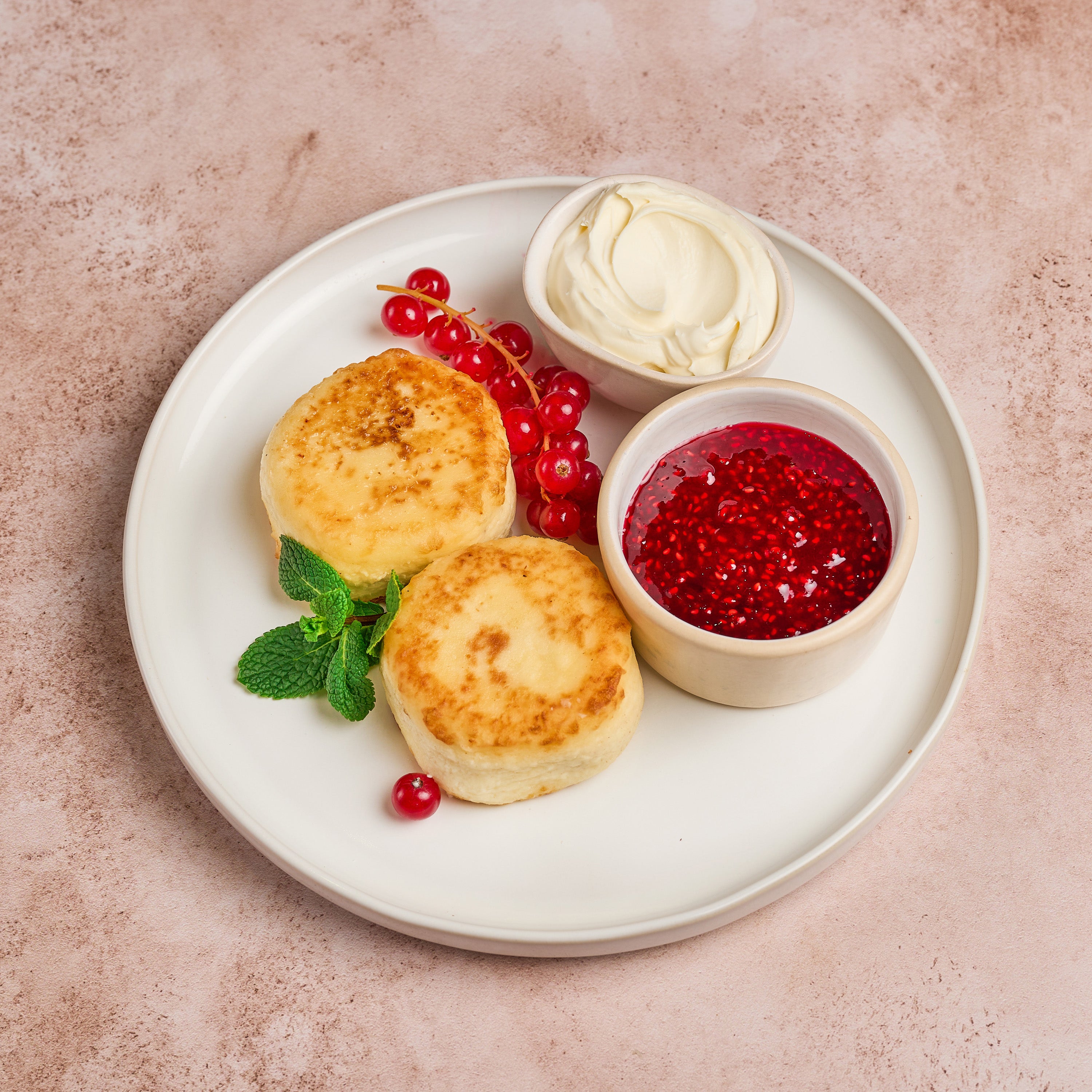 Cottage Cheese Pancakes with Sour Cream