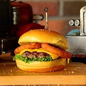 Beef Burger With Onion Rings