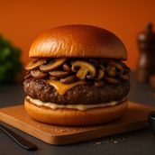Beef burger with mushrooms