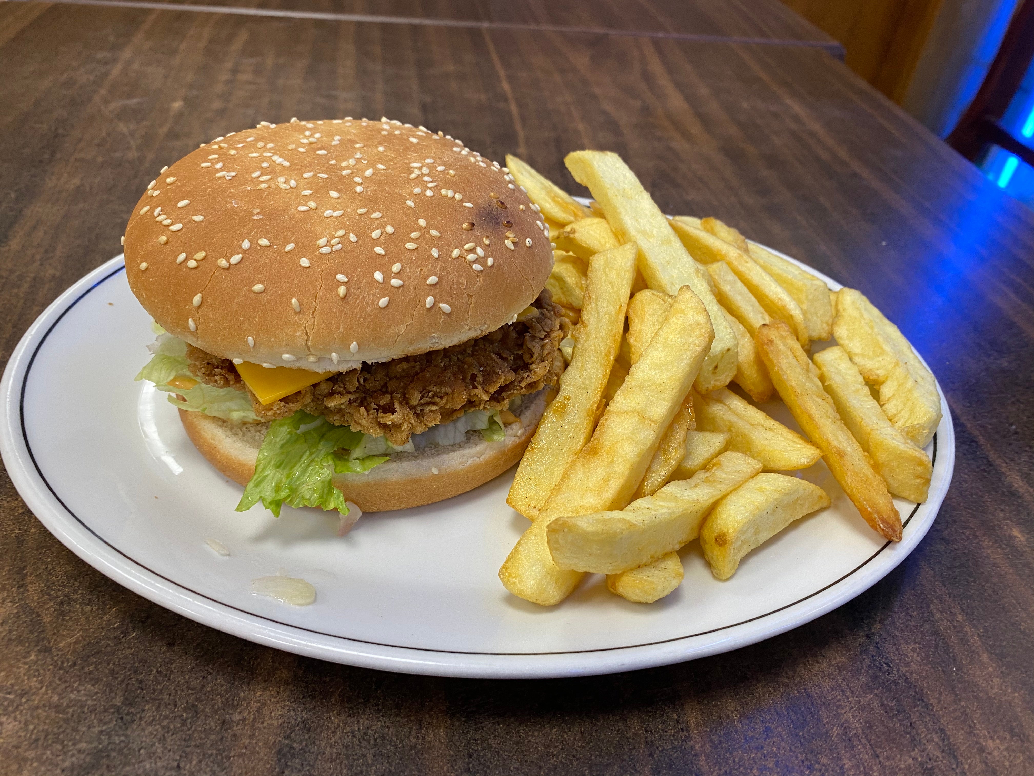 Chicken Fillet Burger With Chips