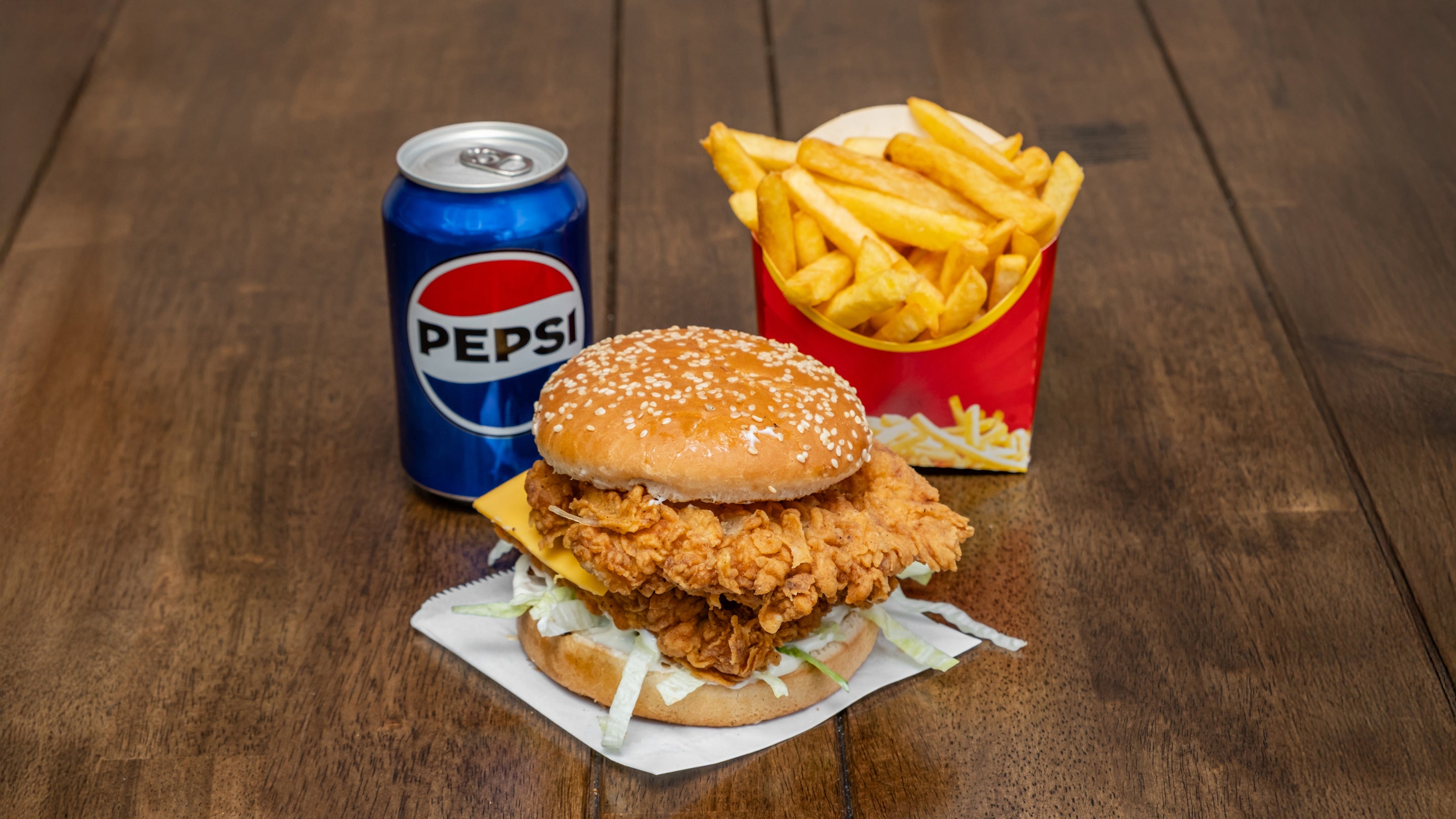 Double fillet burger meal