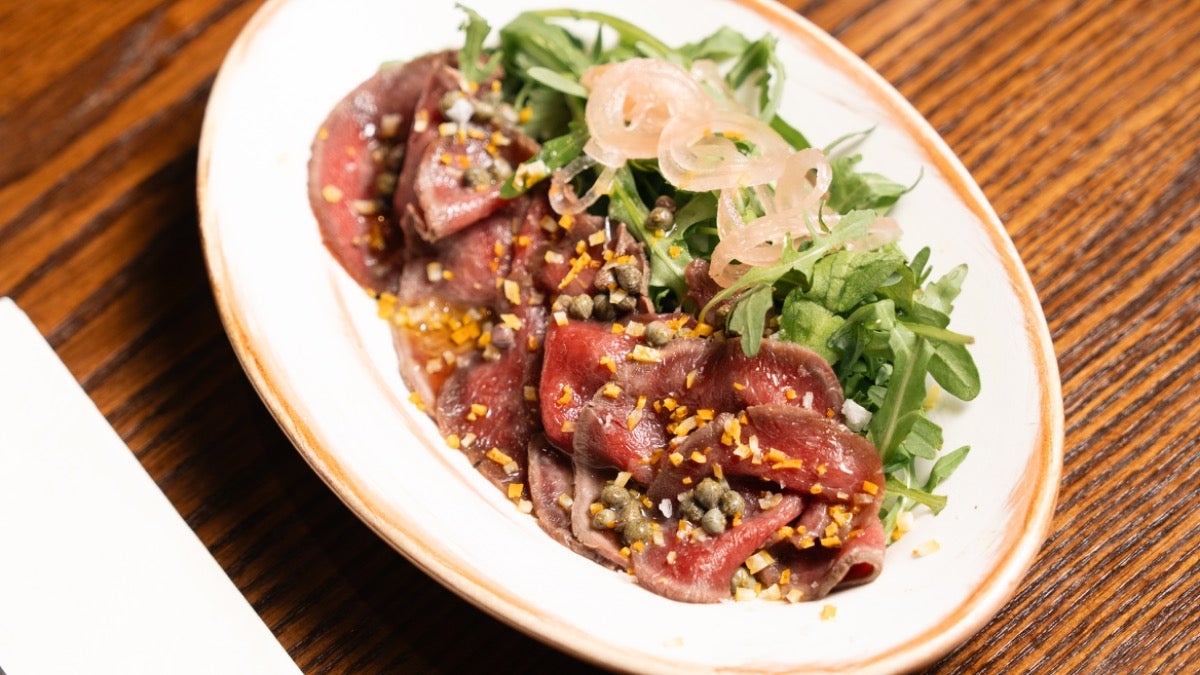 Venison Carpaccio – Lilliput Capers, Pickled Shallots, Rocket