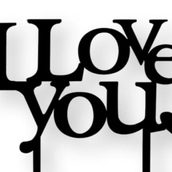 I Love You Cake Topper Black