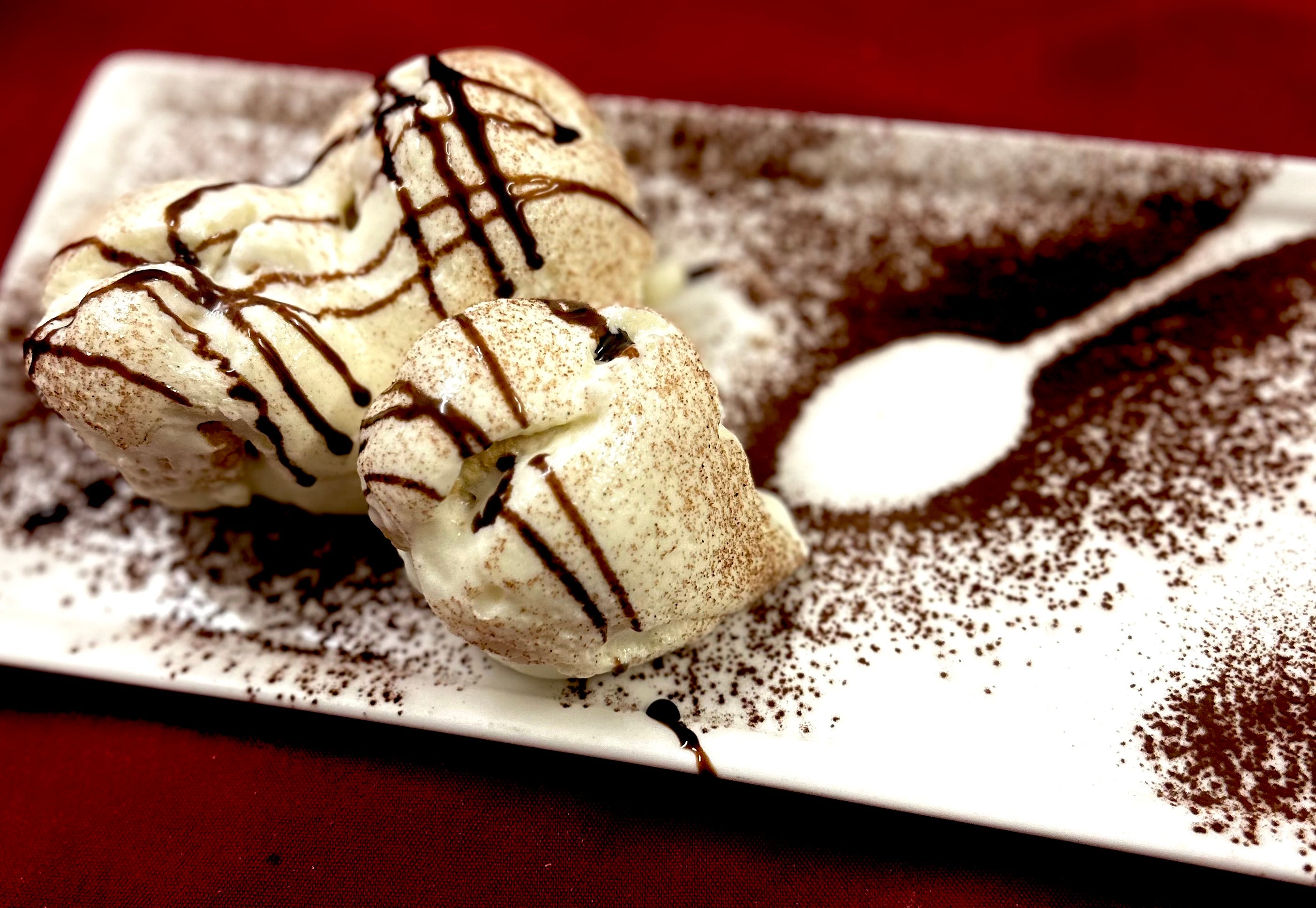 White profiterols