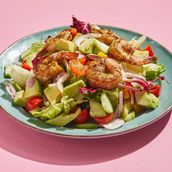 Caribbean Mixed Greens Salad with Grilled Shrimps