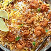 Golden Fried Prawns Biryani