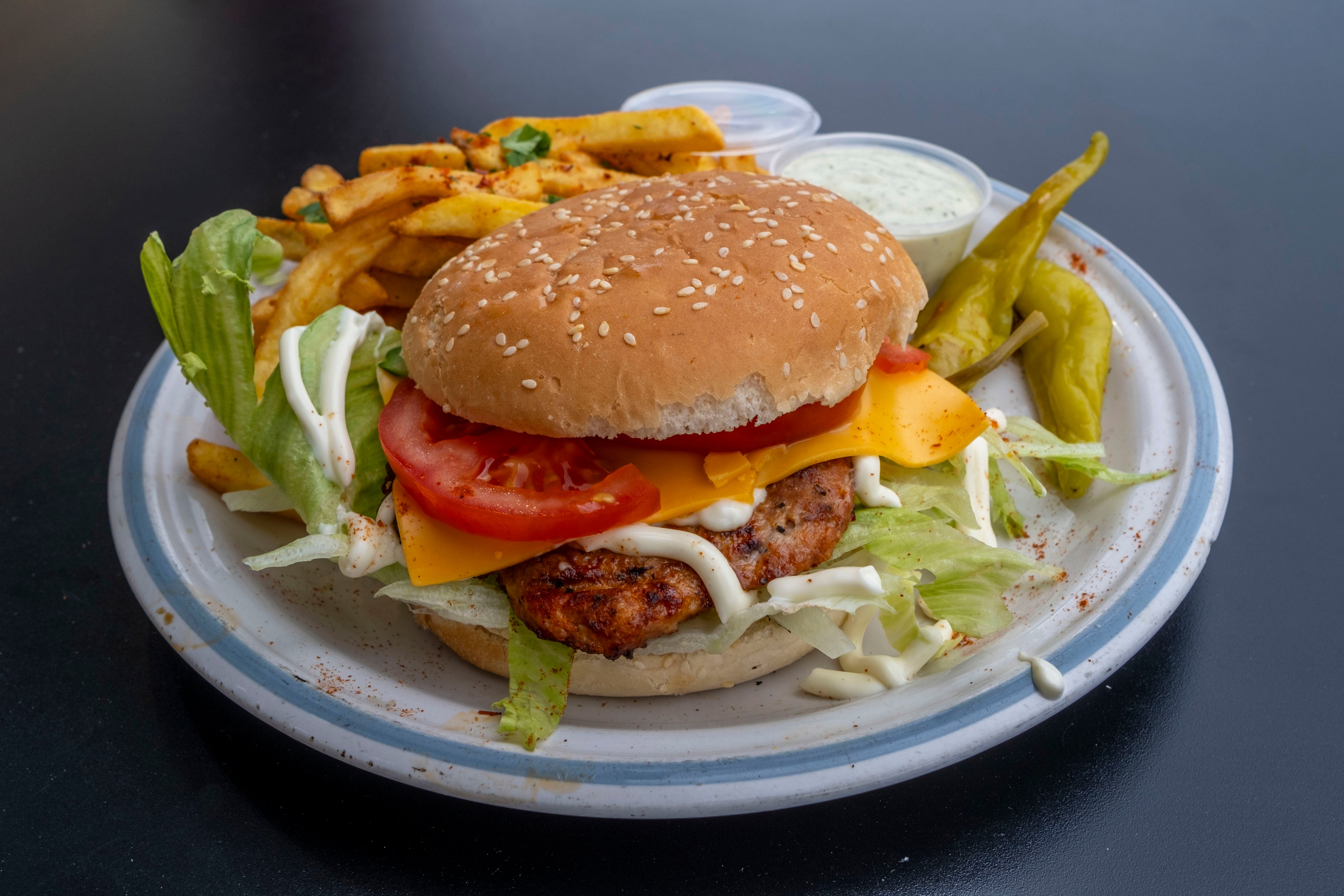 Grilled Chicken Burger with Chips