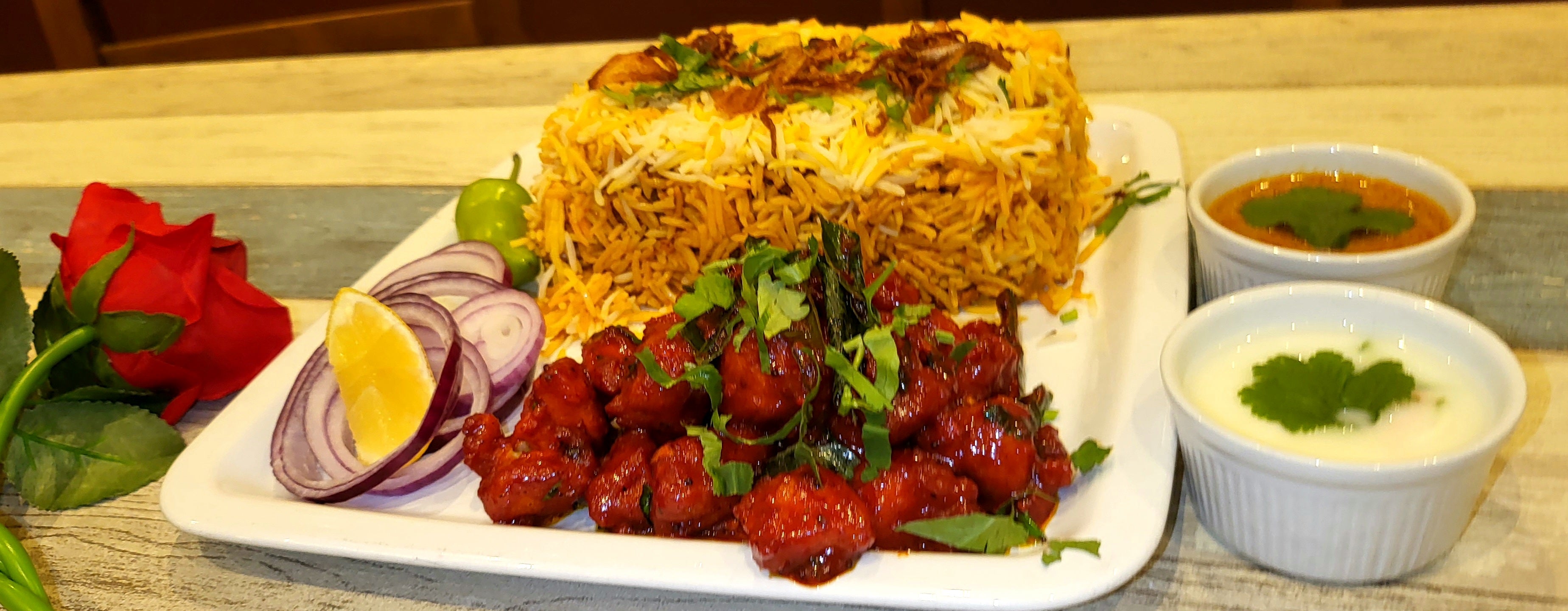 Chicken Biryani and Chicken 65