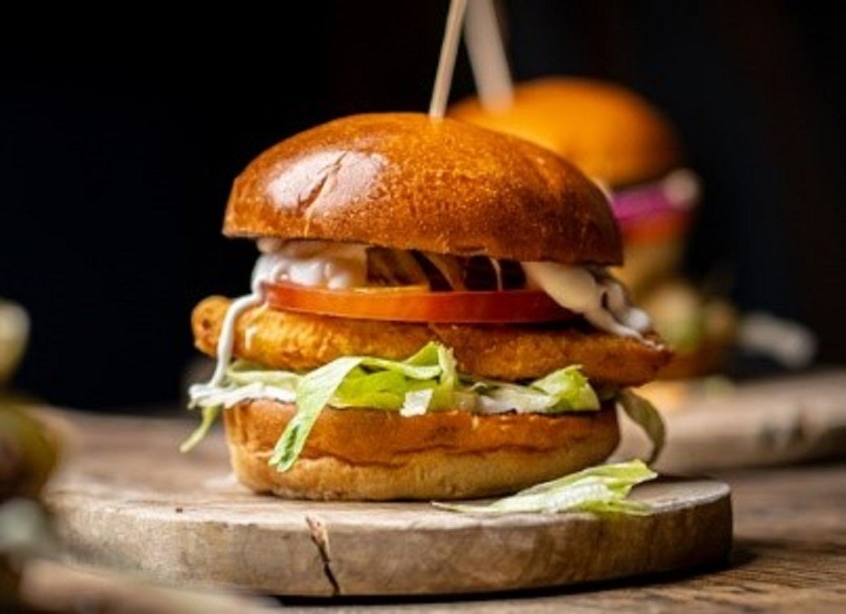Vegan Crispy Burger with French Fries