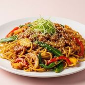Crispy Pan Fried Noodles And Veggies in Hot Garlic Sauce