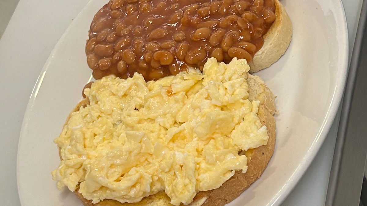 2 Scrambled Eggs on 1 Toast Beans on 1 Toast