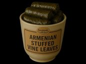 Armenian Veg Stuffed Vine Leaves With Soure Pomegranate Sauce 