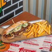 Sliced wagyu sandwich