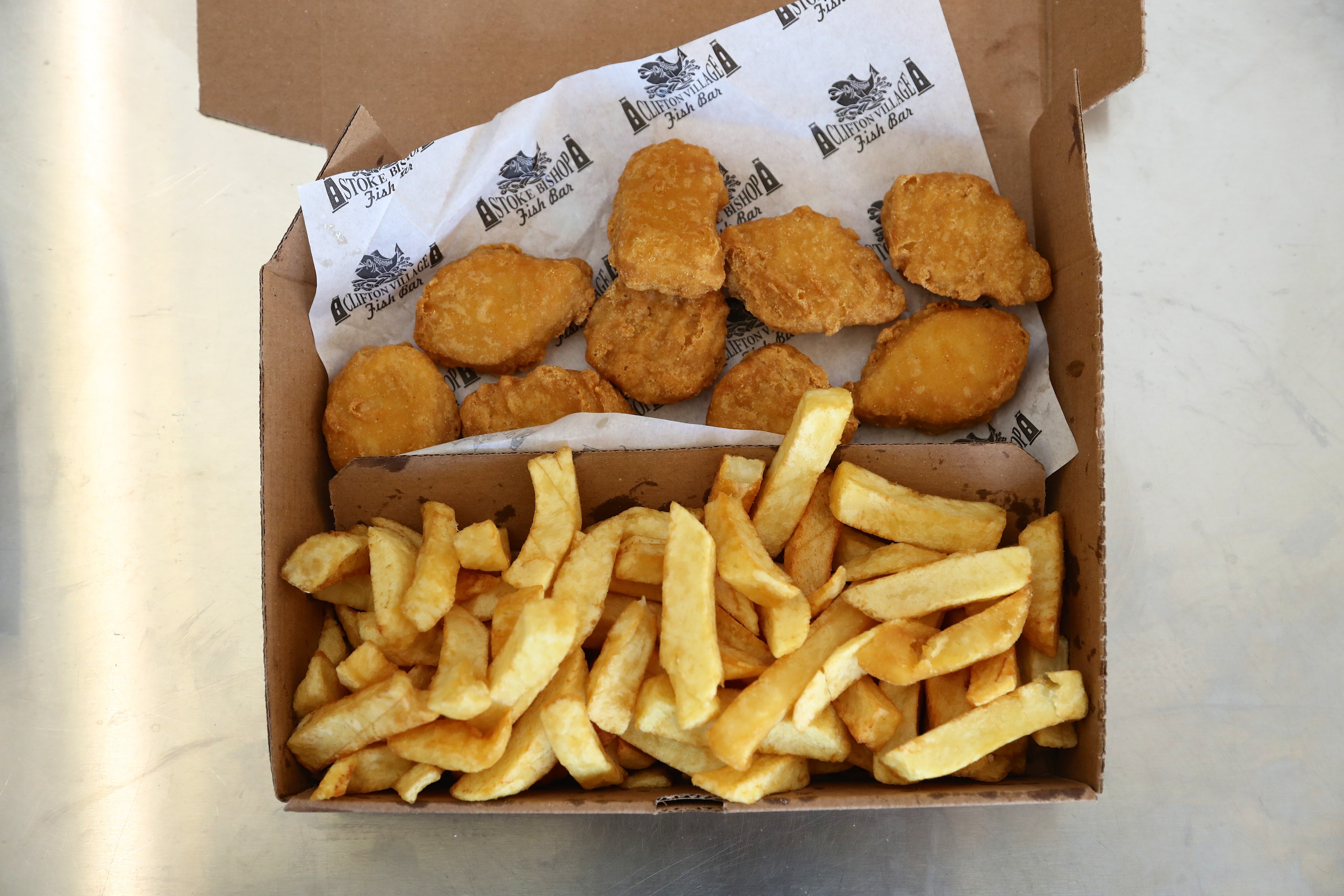Nine Chicken Nuggets and Chips