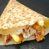 Chicken Pane Crepe with Potatoes and Cheese with A Side of Mixed Gin