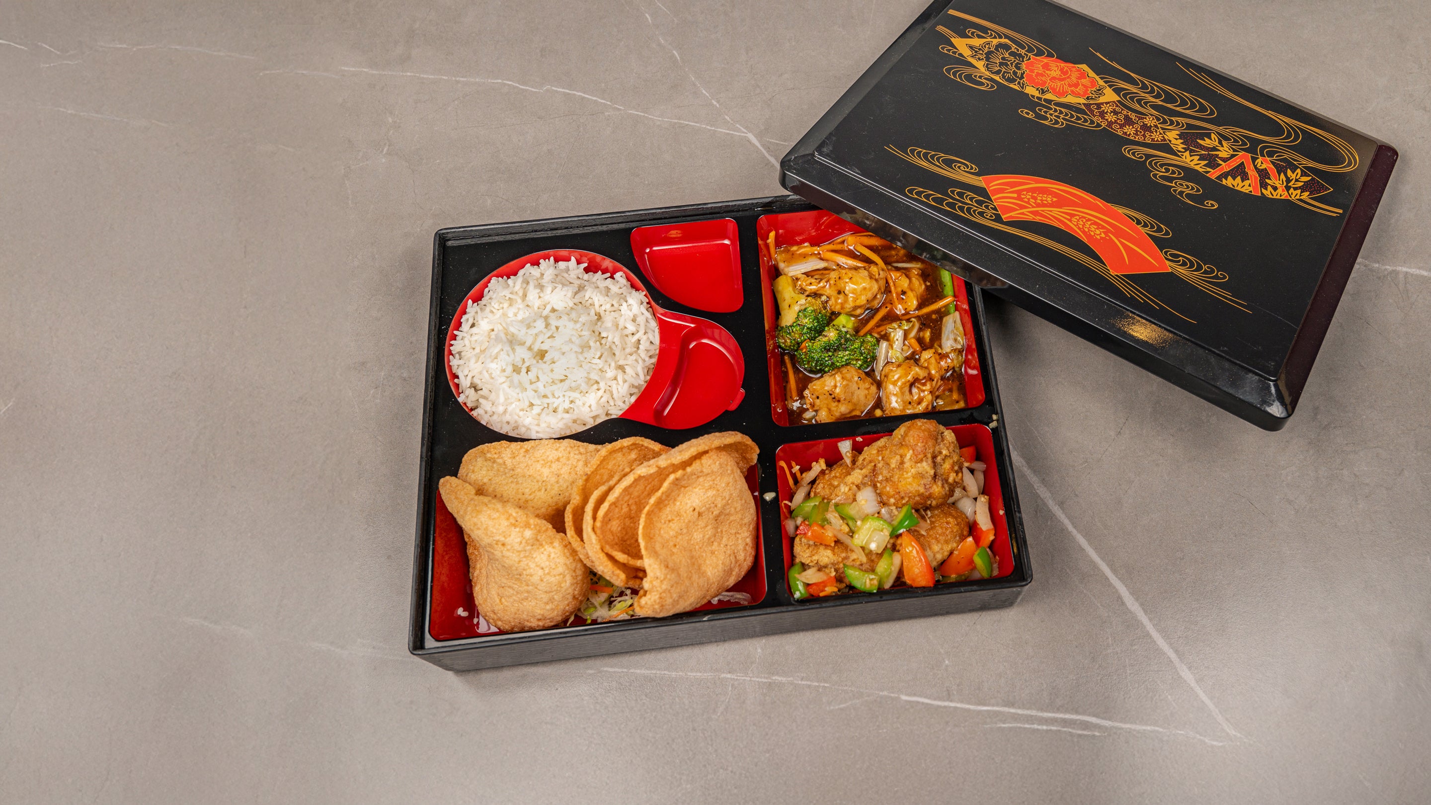 Fried Tofu with Mixed Vegetables Bento Box