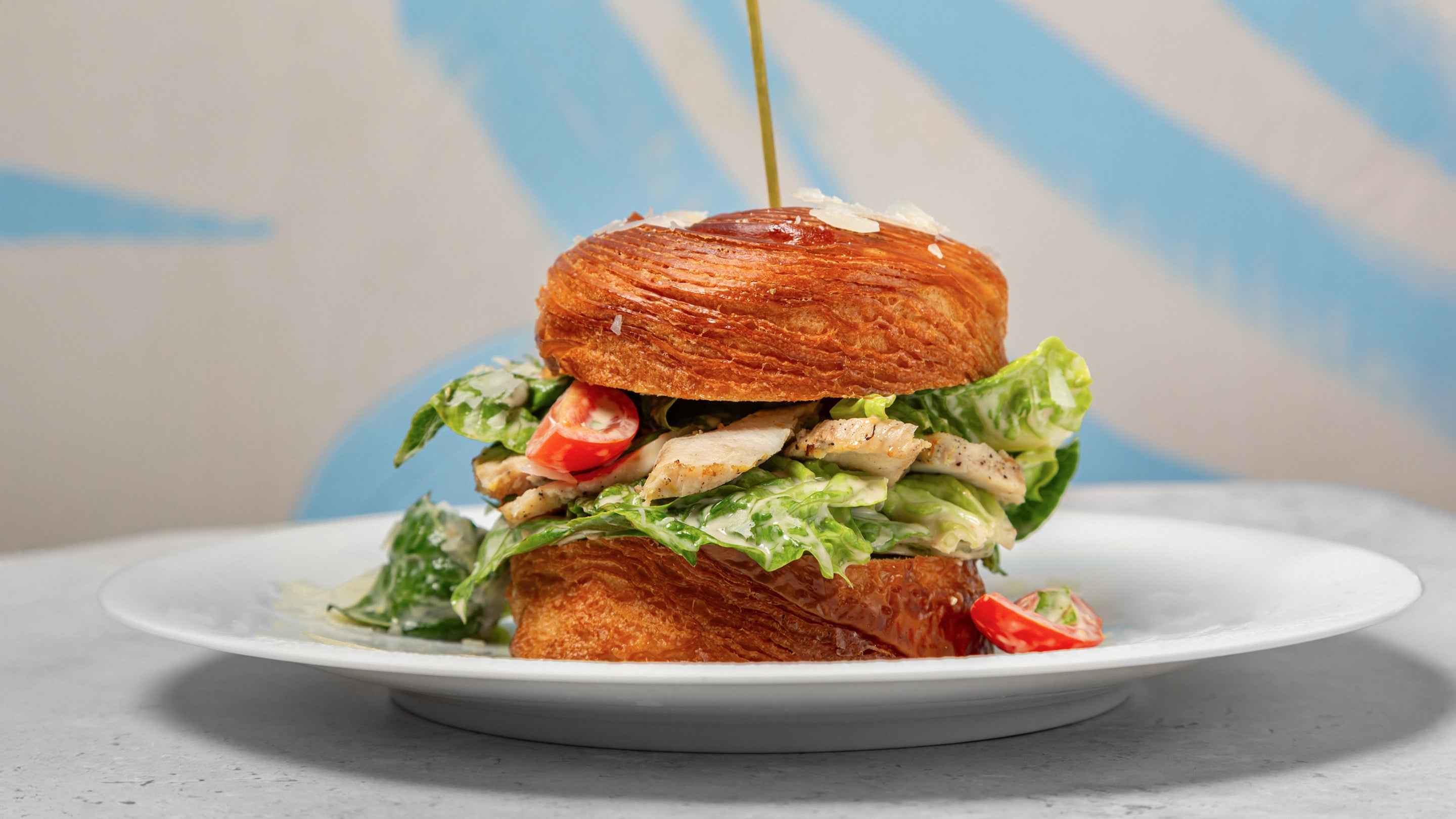 Chicken Caesar Cruffin Burger