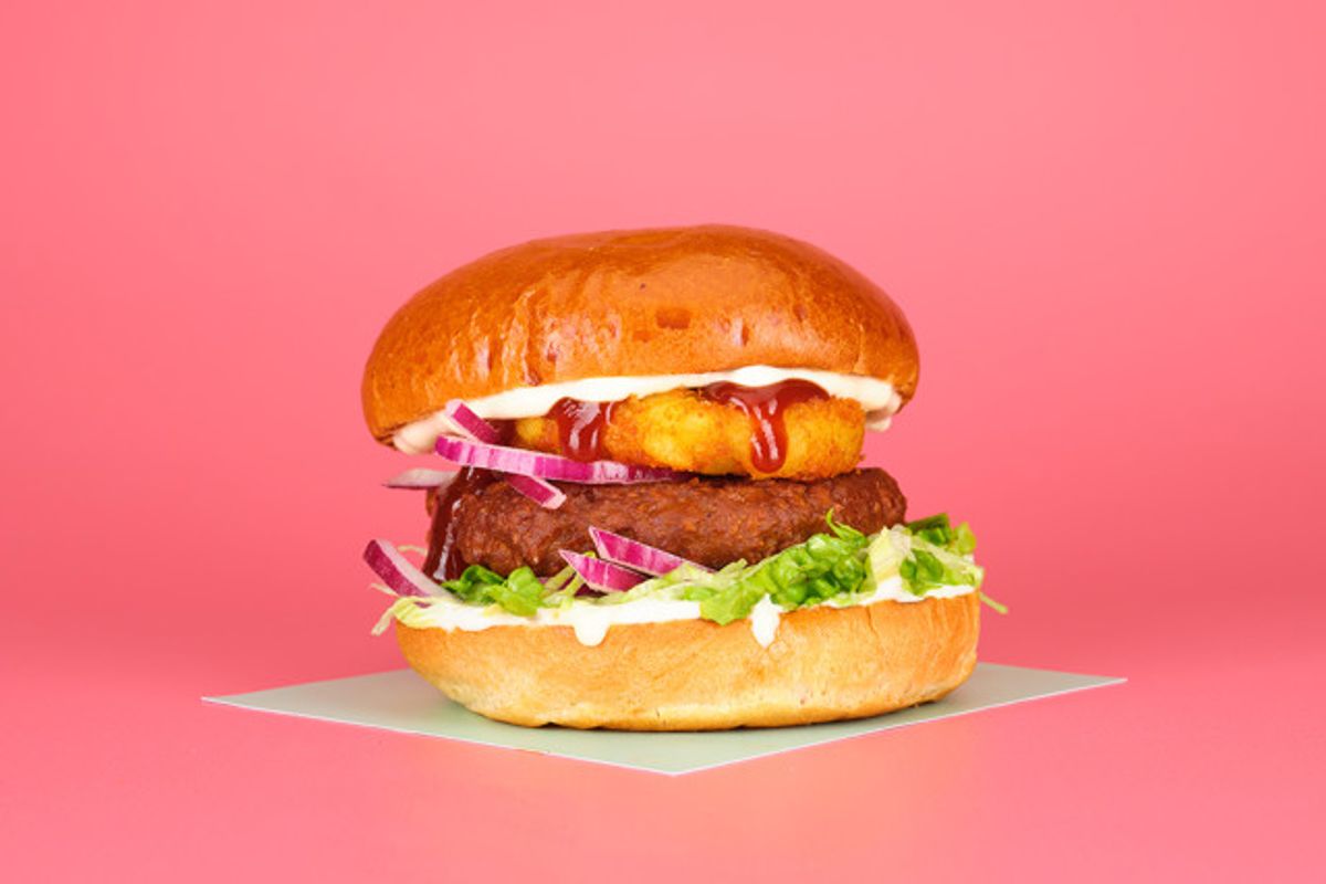 The Cluckless Veggie Tower Burger (PB)