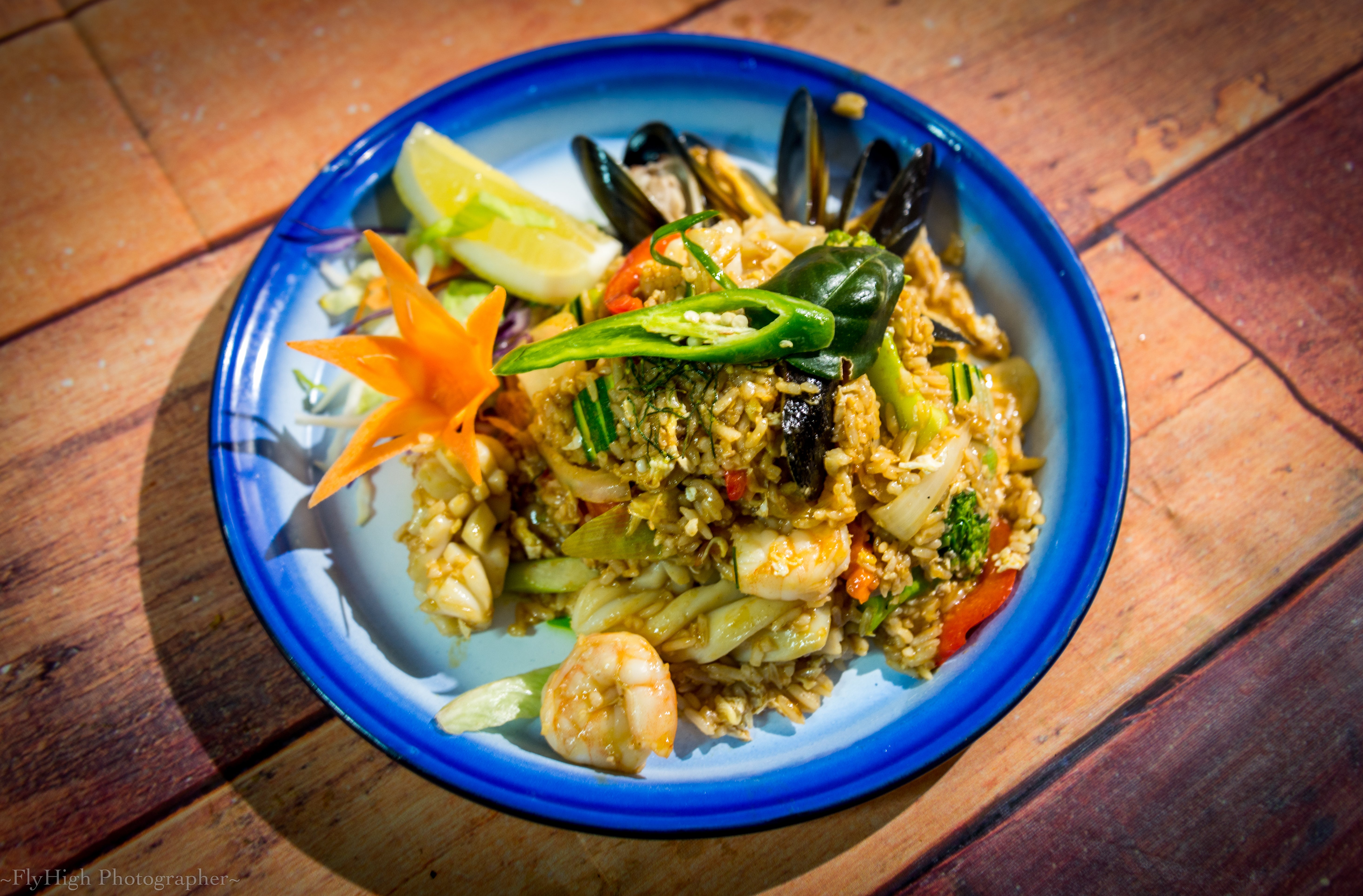 Spicy Seafood Fried Rice (Tom Yum Seafood Fried Rice)