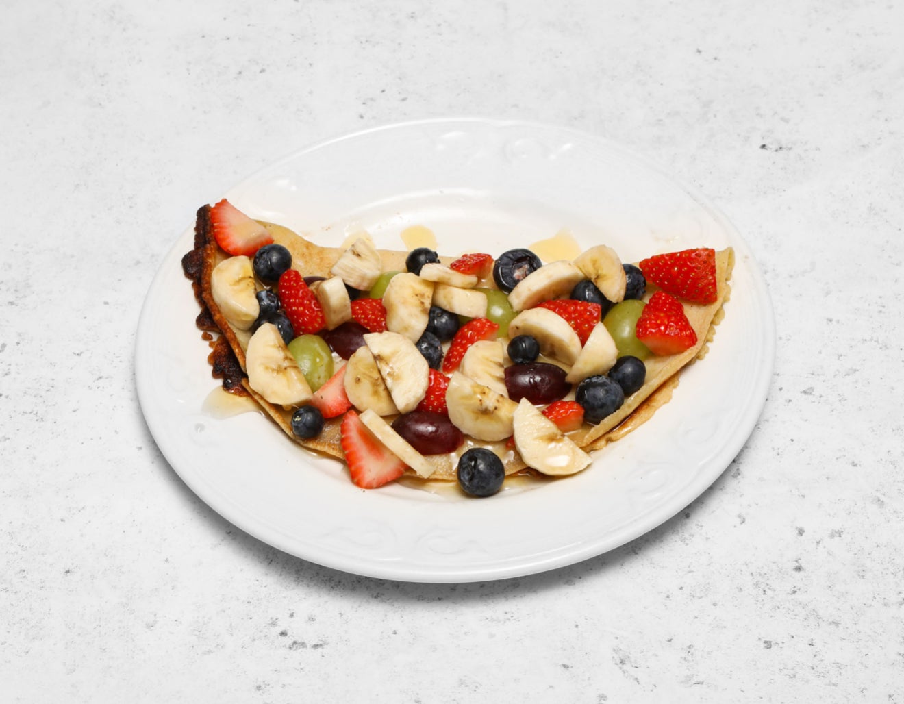Fresh Pancakes with Fresh Fruits and Honey