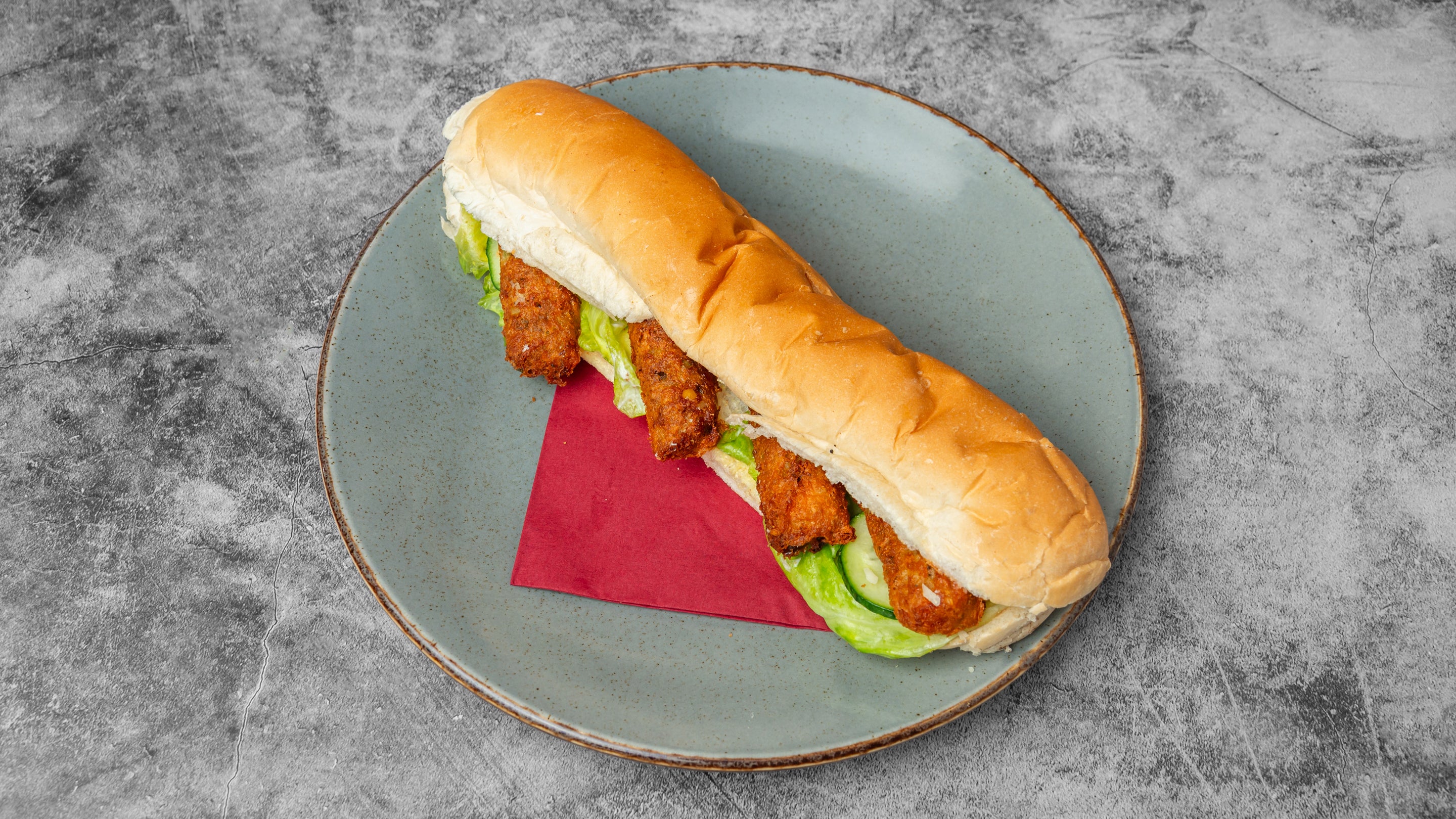 Veggie sausage baguette