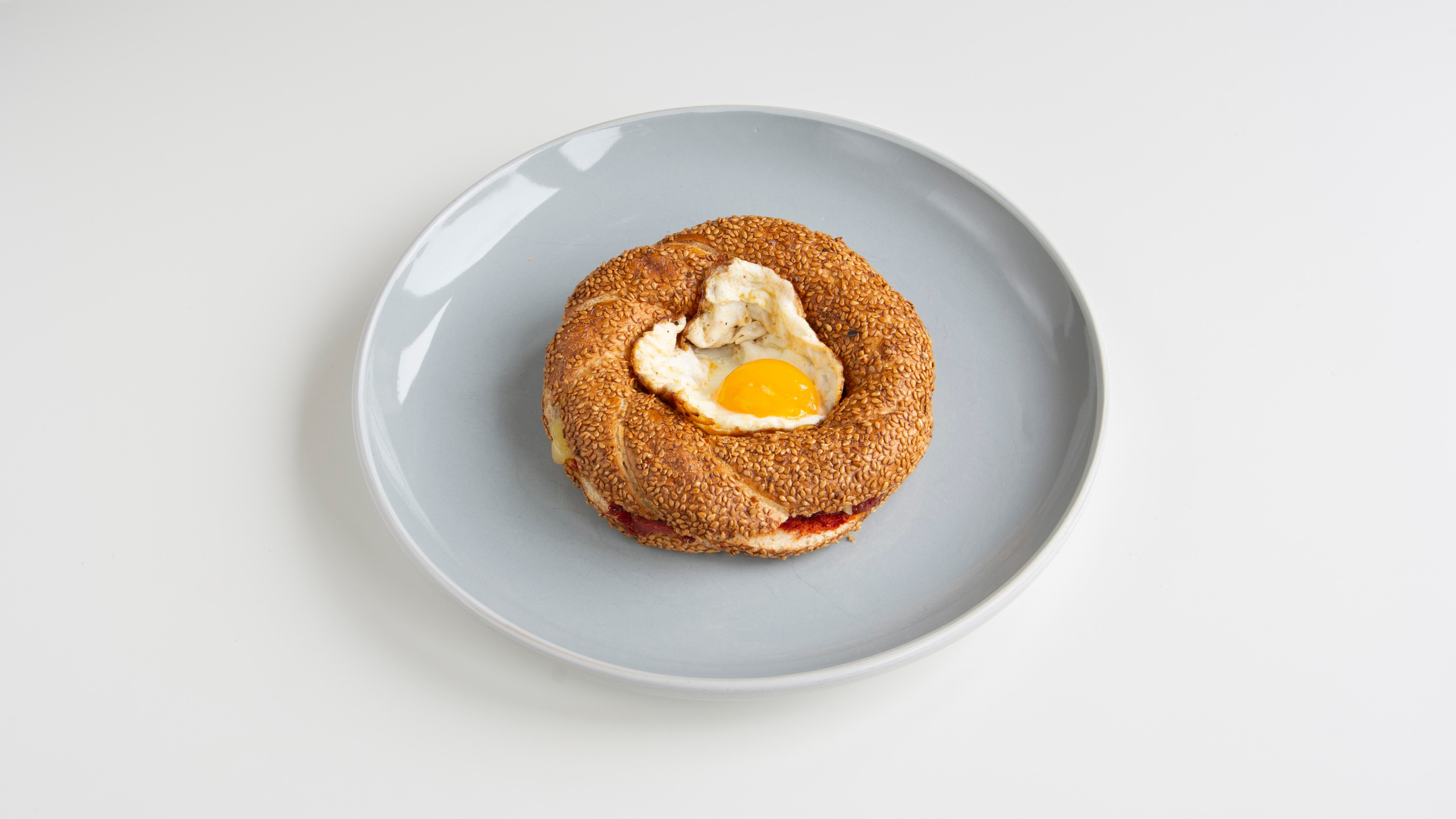 Simit with Sujuk and Fried Egg