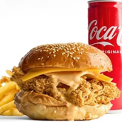 Crispy chicken burger meal