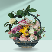 Mix Flower Cute Basket Arrangent