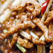Shredded Beef In Schezwan Sauce