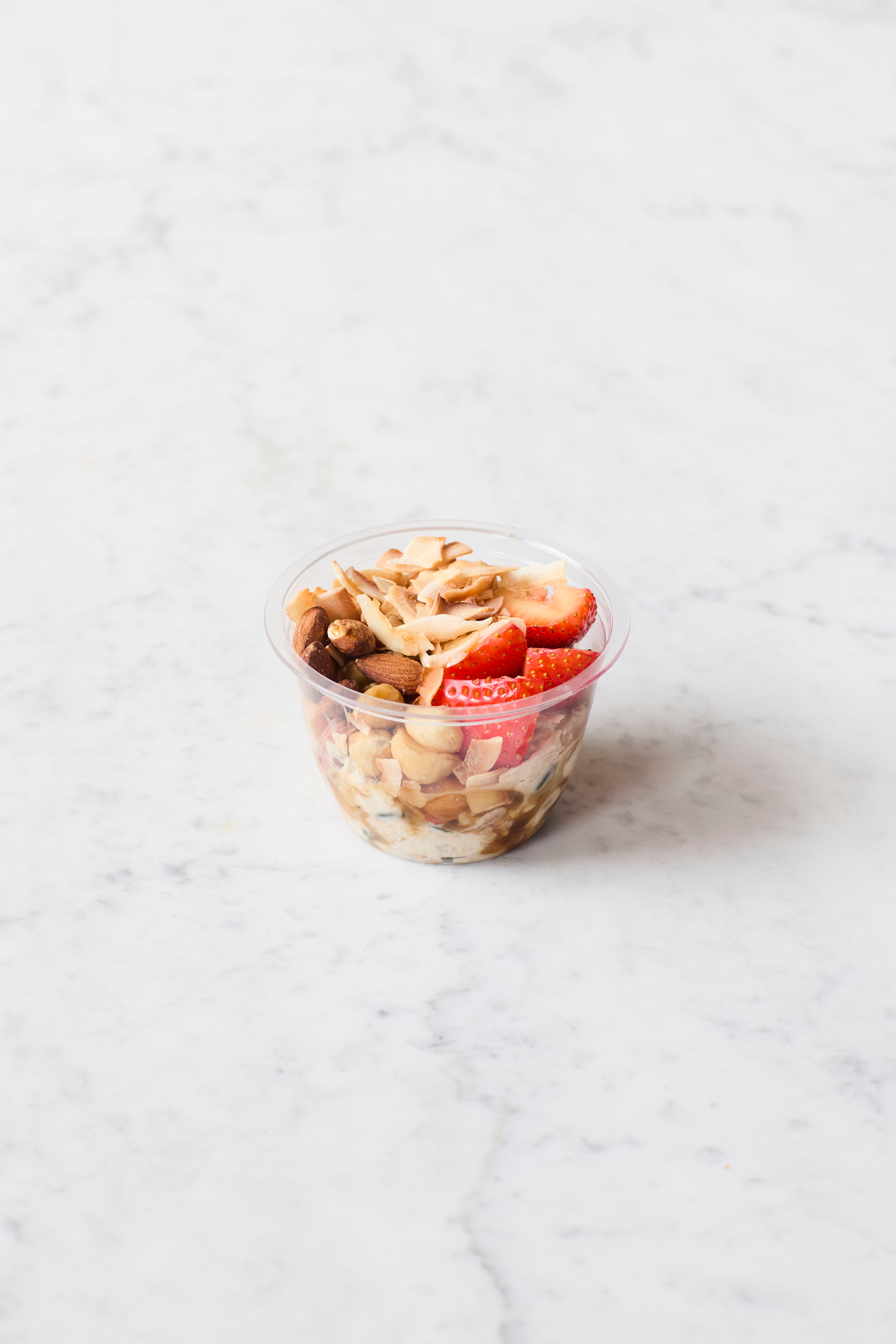 Apple, coconut and berry bircher muesli