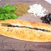 Halloumi Pastry With Olives And Zatar