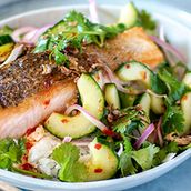 Salmon Coconut Rice Meal with Salad