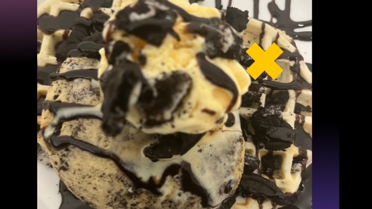 Oreo crumble cookie waffle