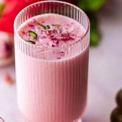 Rose velvet, rose, banana and coconut milk
