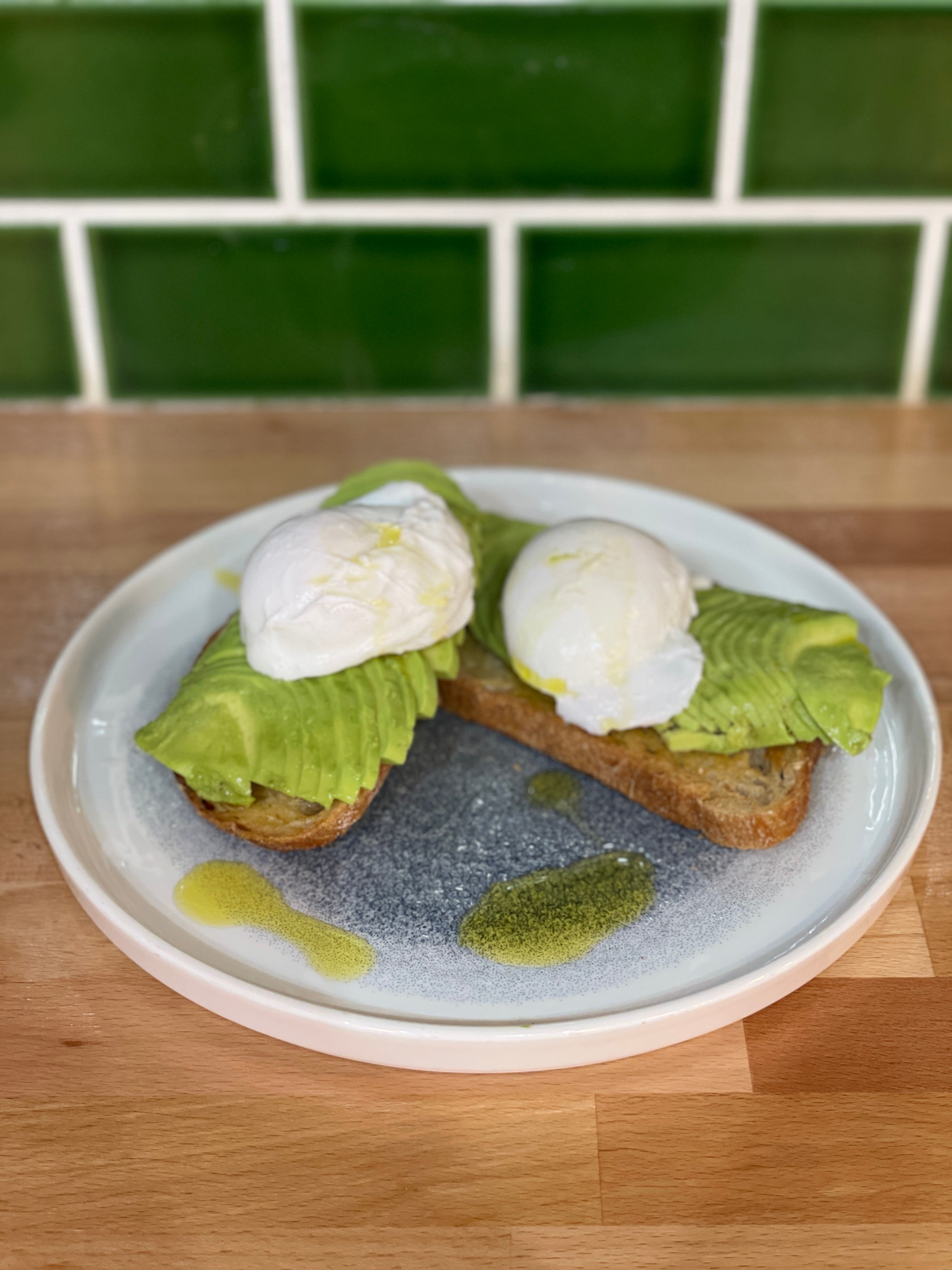 Avocado and Poached eggs  On Sourdough Toast