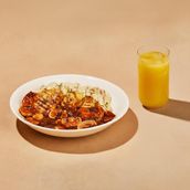 Grilled Chicken with Potato Mash and Orange Juice