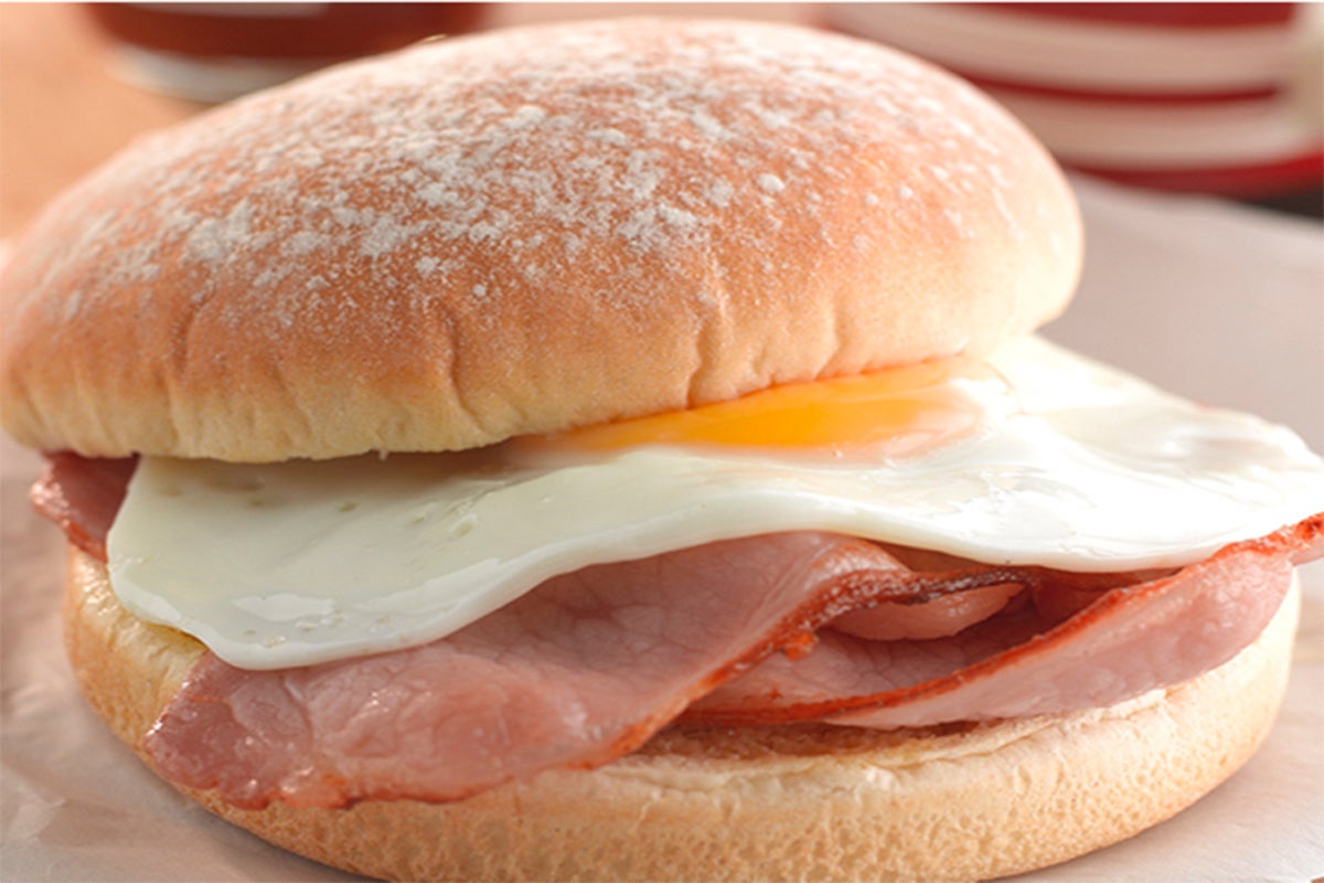 Grilled Back Bacon and Egg Bap