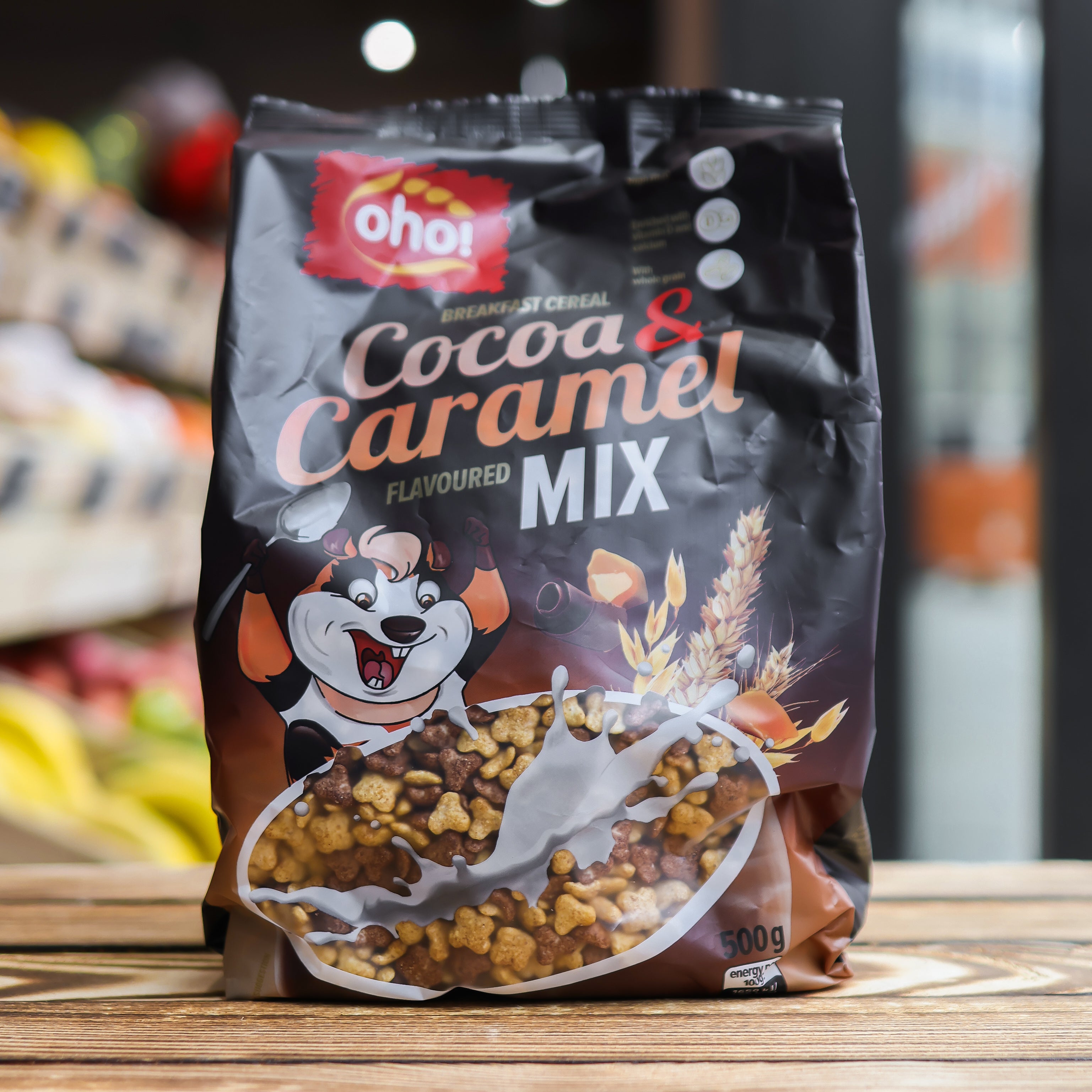 Oho Cocoa and Caramel Flavoured Cereal (500g.)