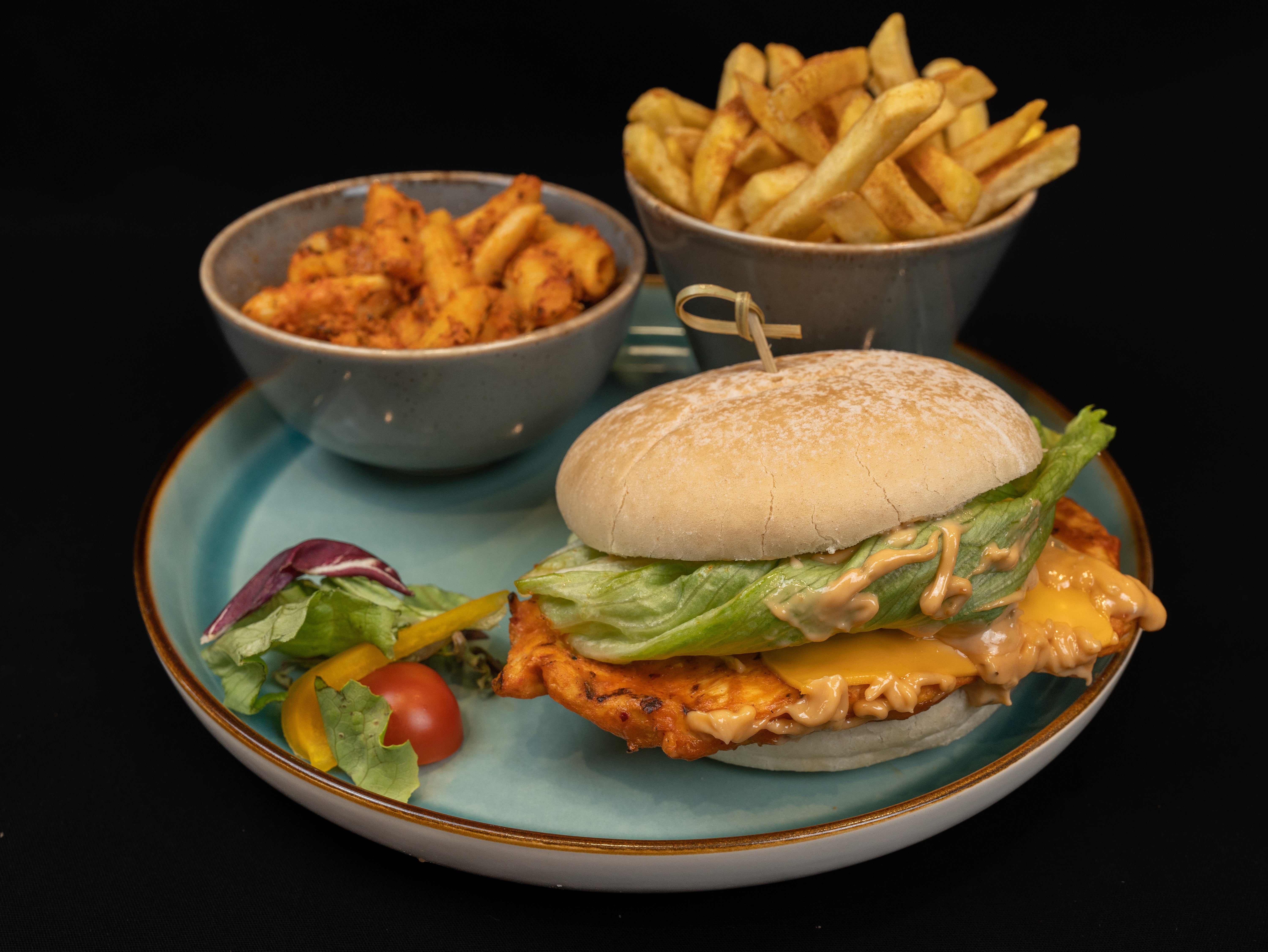 Grilled Chicken Burger with One Side