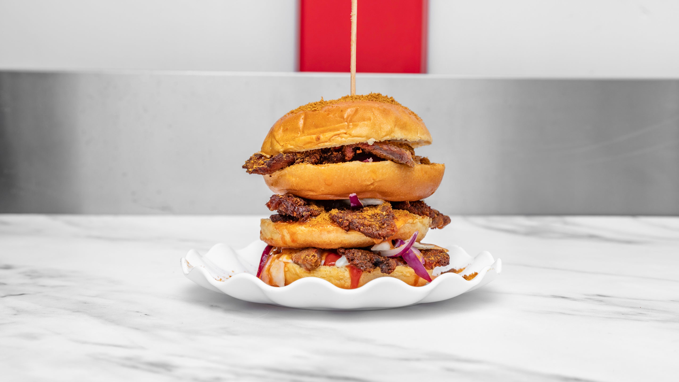 Suya Burger with Fried Yam