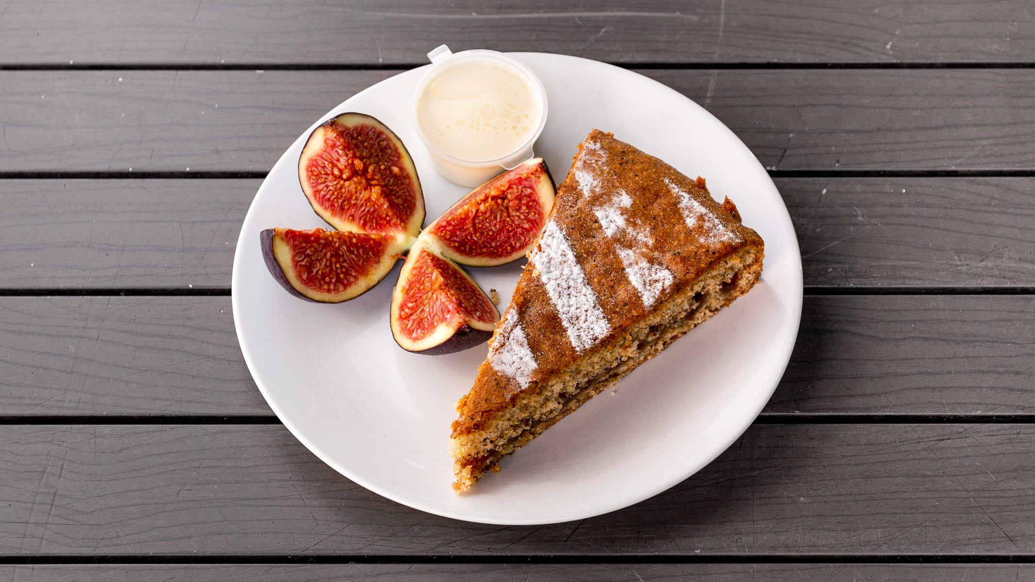 Pomegranate and Redcurrant Soft Cake Slice vegan dessert (with a portion of Vegan double cream (IF AVAILABLE))