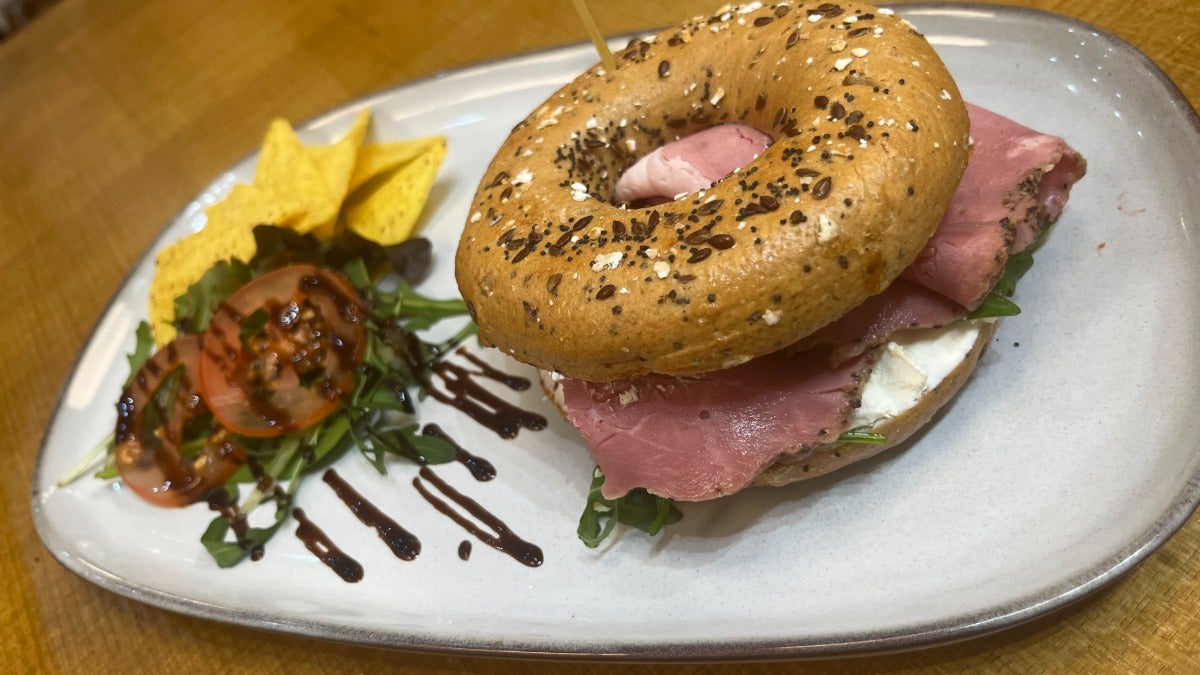 Pastrami and Cream cheese Bagel
