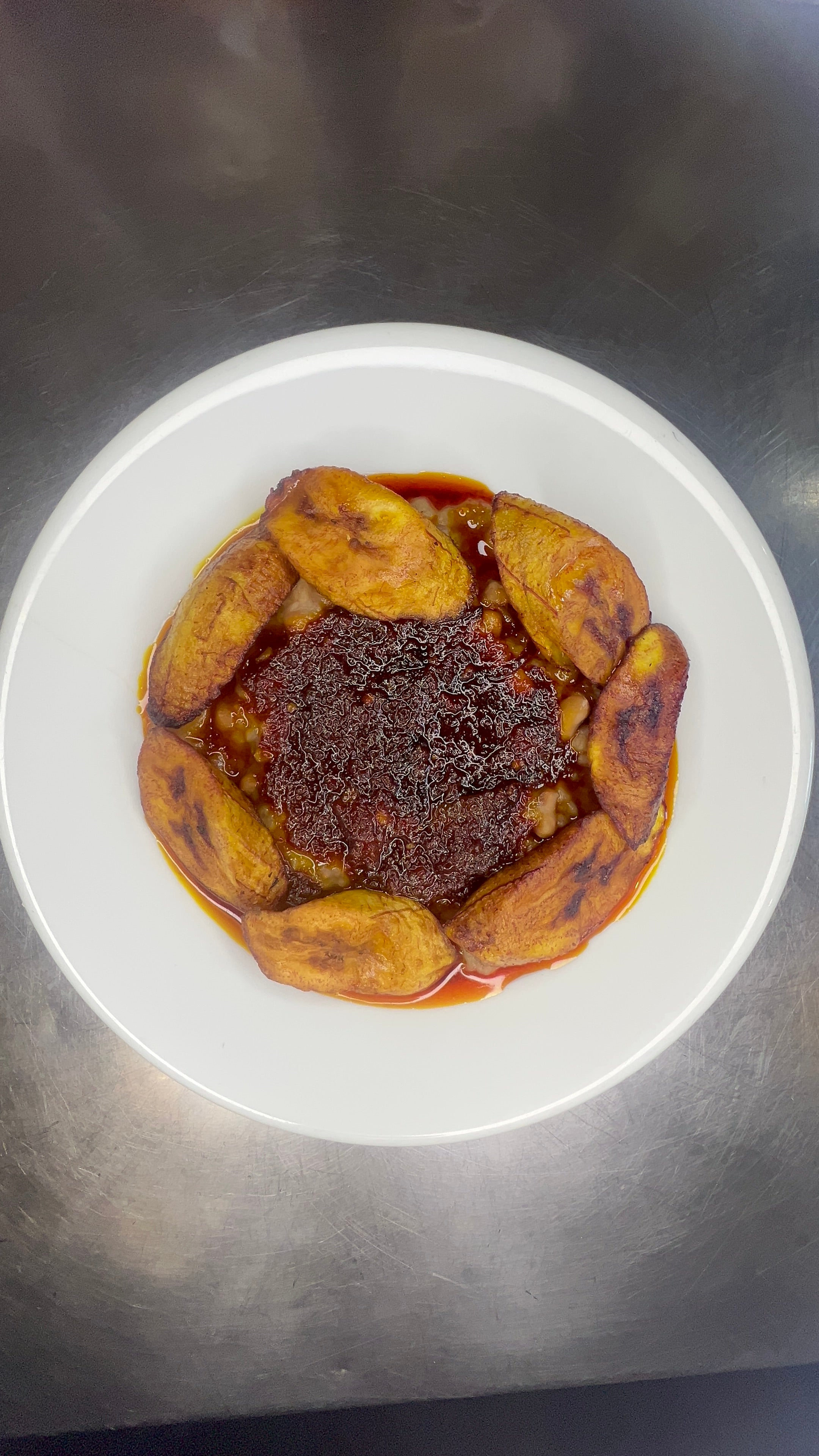 Ewa Agoyin Served with Plantain
