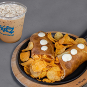 Cheese And Chips Crepe With Freez Iced Coffee