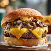 Mushroom beef burger